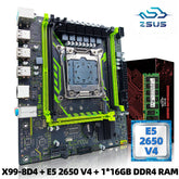 مجموعة اللوحة الأم ZSUS X99-8D4 مع وحدة المعالجة المركزية LGA2011-3 Xeon E5 2650 V4 DDR4 16 جيجابايت (1*16 جيجابايت) 2133 ميجا هرتز ذاكرة وصول عشوائي NVME M.2 SATA